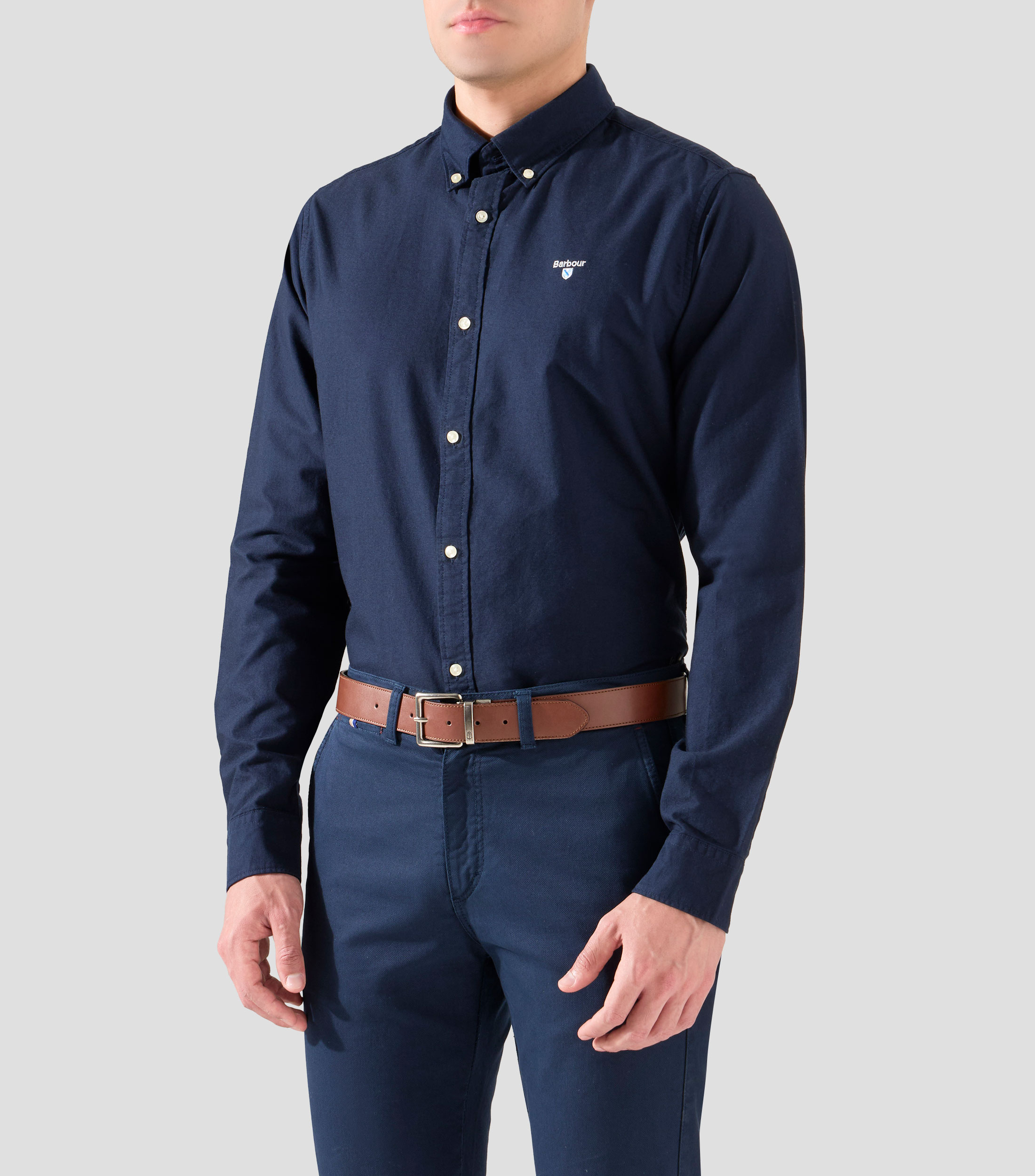 Camisa lisa con manga larga Hombre